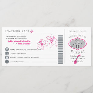 Boarding Pass to Norway Wedding Invitation