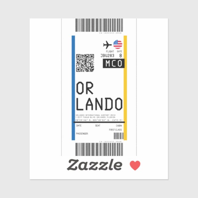 Boarding pass to Orlando (MCO) (Sheet)