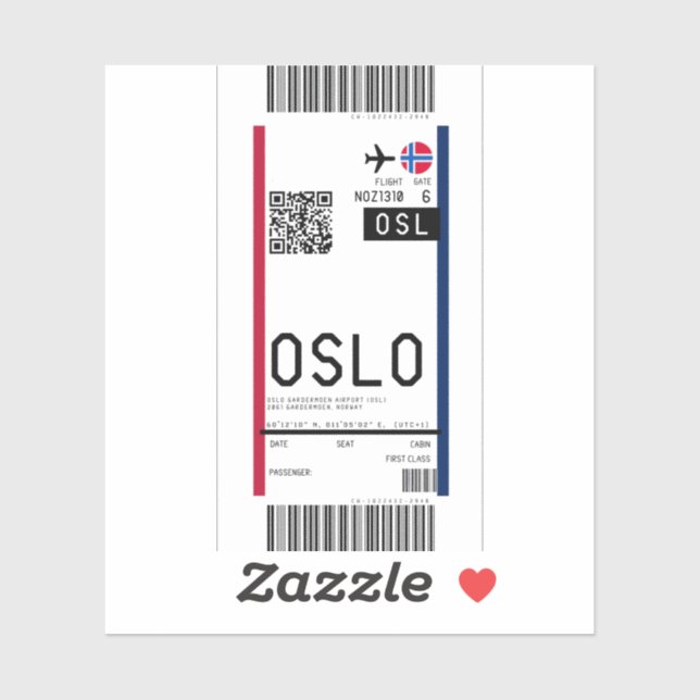 Boarding pass to Oslo (OSL) (Sheet)