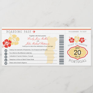 Boarding Pass to Portugal Wedding Invitation