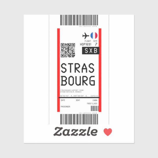 Boarding pass to Strasbourg (SXB) (Sheet)