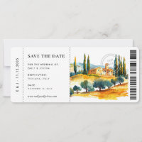 Boarding Pass Toscana Italy Wedding Save The Date