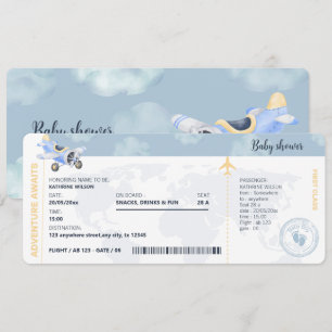 Boarding Pass Travel Gender Neutral Baby Shower Invitation