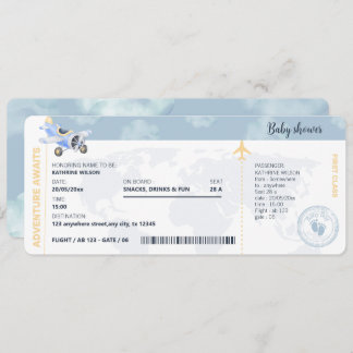 Boarding Pass Travel Gender Neutral Baby Shower Invitation