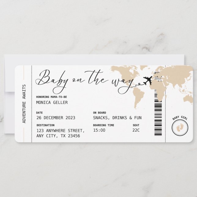 Boarding Pass Travel Gender Neutral Baby Shower Invitation (Front)