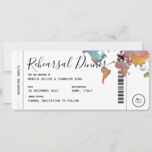 Boarding Pass Travel Rehearsal Dinner Wedding Invitation