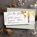 Boarding Pass Travel Save the Date Wedding Invitat Invitation<br><div class="desc">This wedding save the date invitation looks like a boarding pass,  with your "flight" information,  which makes it a unique and modern invitation that is sure to get a reaction. Customise the text and enjoy your travel-themed wedding. This is perfect for destination wedding.</div>