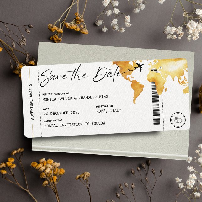 Boarding Pass Travel Save the Date Wedding Invitat Invitation (Creator Uploaded)