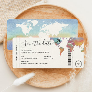 Boarding Pass Travel Save the Date Wedding Invitation