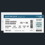 Boarding Pass Vintage Blue and White Save the Date<br><div class="desc">Get your guests in the spirit of the skies with this mod boarding pass save-the-date inspired by the airlines of the past. Your friends and family will get excited for your upcoming destination wedding when they receive this creative and unique announcement personalised by you. Need help with colour, layout or...</div>