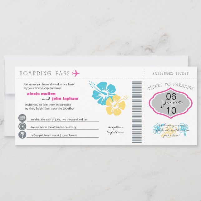 Boarding Pass Wedding Invitation (Front)
