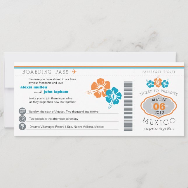 Boarding Pass Wedding Invitation (Front)