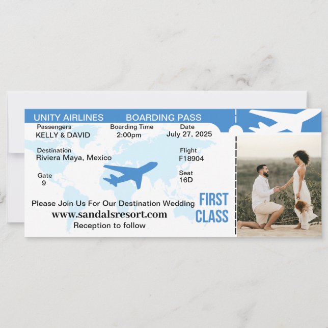 Boarding Pass Wedding Invitation (Front)