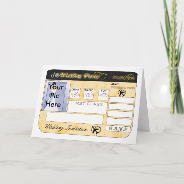 Boarding Pass  Wedding Invitation To Customise (Front)