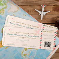 Boarding Pass Wedding RSVP Qr Code Airline Ticket