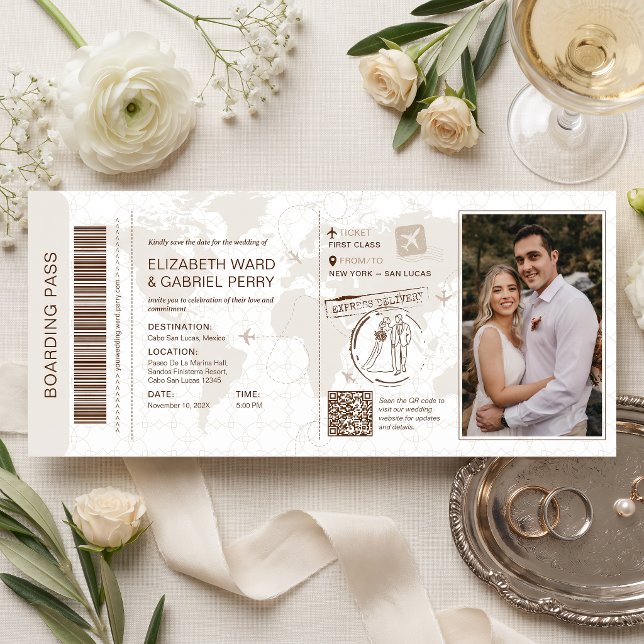 Boarding Pass Wedding Save The Dates Invitation (Creator Uploaded)