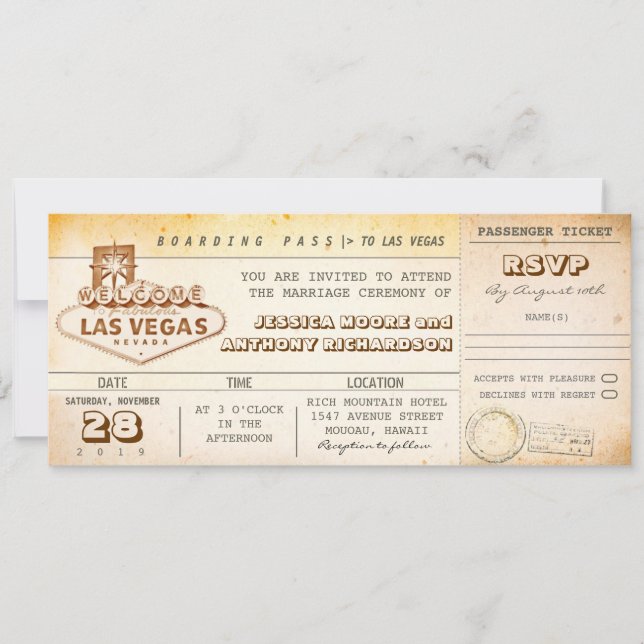 boarding pass wedding tickets-invitation LAS VEGAS Invitation (Front)