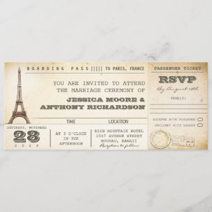boarding pass wedding tickets- invitations PARIS