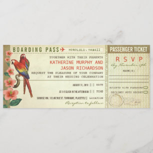 boarding pass wedding tickets with rsvp invitation