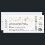 Boarding Pass with QR Code Destination Wedding  Invitation<br><div class="desc">Chic Elegant and Modern Boarding Pass All-In-One Invitation Card for a Destination Wedding anywhere in the world features a luxe faux gold aeroplane with a heart centre logo and authentic details like a bar code, seat assignment, and custom QR Code you can link your own wedding website and online RSVP...</div>