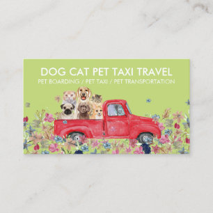 Boarding Truck Flowers Green Dogs Cats Pet Business Card