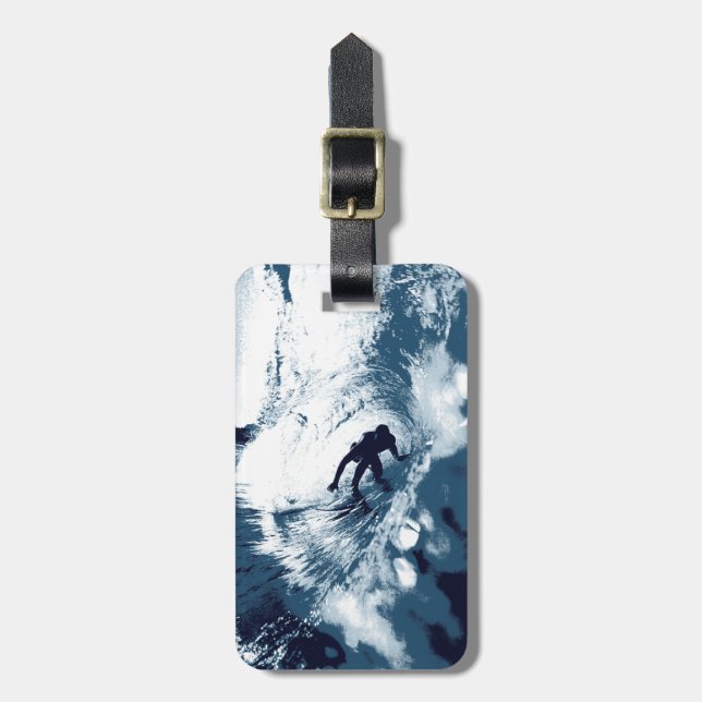 Boarding Trybe Tube, Hawaiian Surf Graphic Luggage Tag (Front Vertical)