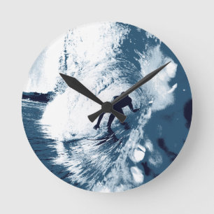 Boarding Trybe Tube, Hawaiian Surf Graphic Round Clock