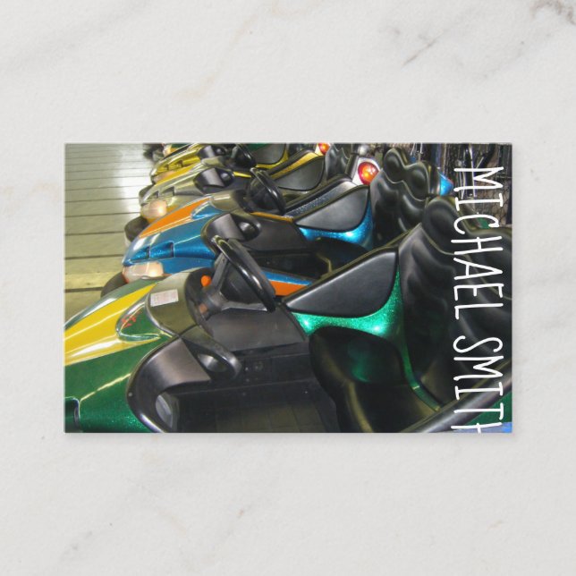 Boardwalk Carnival Bumper Cars Amusement Park Fun Business Card (Front)