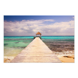 Boardwalk Dock into the Caribbean Sea Photo Print