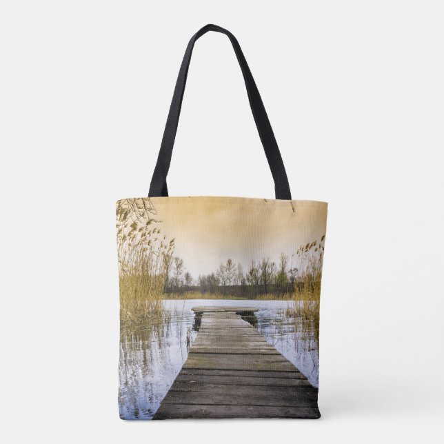 Boardwalk Dock on Ukraine River Tote Bag (Back)