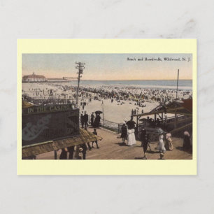 Boardwalk Scene, Wildwood, New Jersey Vintage Postcard