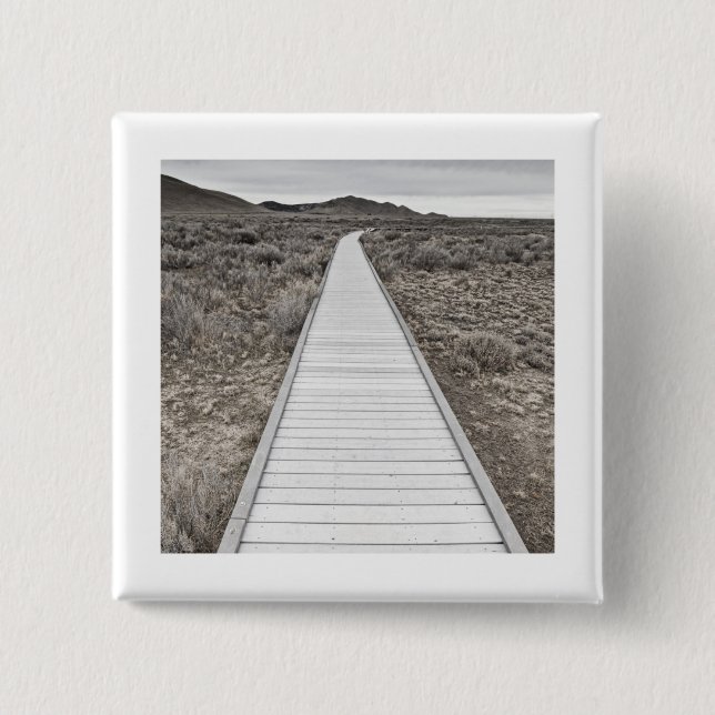 Boardwalk through the desert 15 cm square badge (Front)