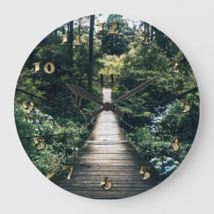 Boardwalk Through The Forest Large Clock