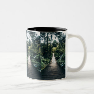 Boardwalk Through The Forest Two-Tone Coffee Mug