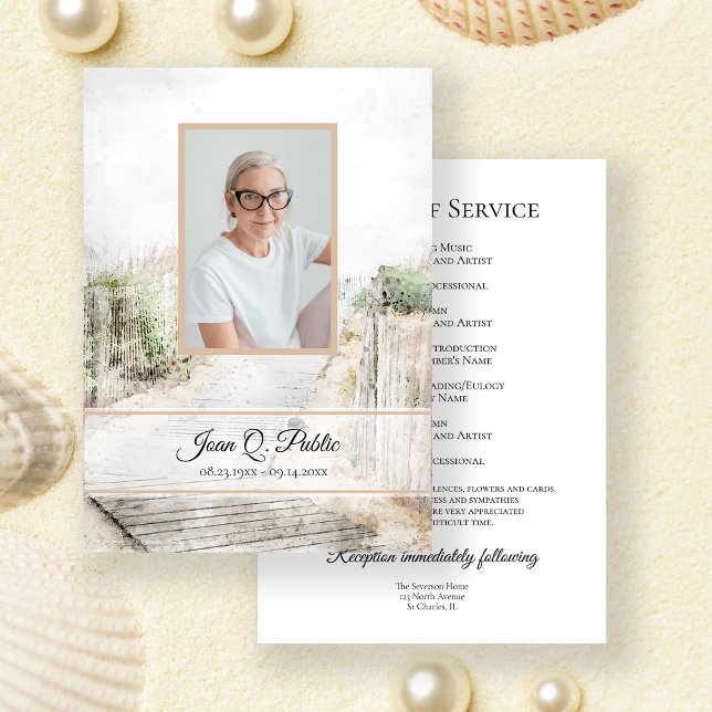 Boardwalk to Beach Funeral Service Memorial Programme (Creator Uploaded)