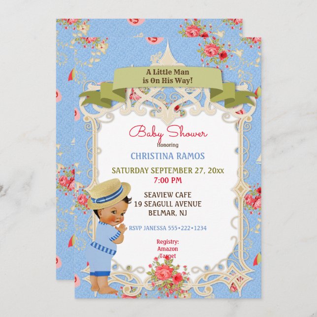 Boardwalk Victoriana Beach Summer Baby Shower Invitation (Front/Back)