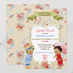 Boardwalk Victoriana Beach Summer Gender Reveal Invitation