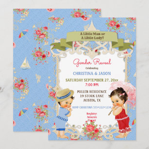 Boardwalk Victoriana Beach Summer Gender Reveal Invitation
