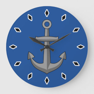 Boat Anchor Cartoon Large Clock