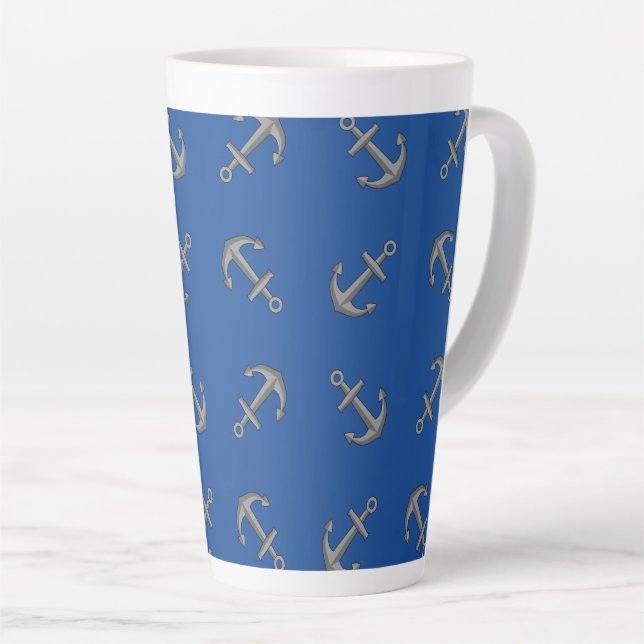 Boat Anchor Cartoon Latte Mug (Right Angle)