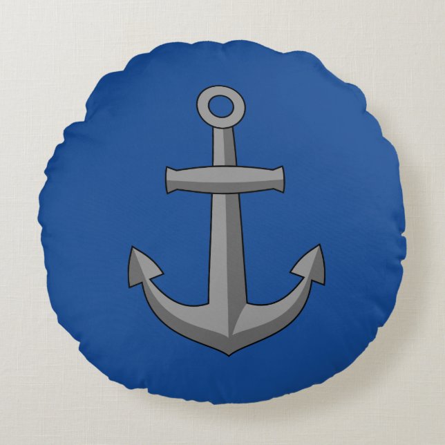 Boat Anchor Cartoon Round Cushion (Front)