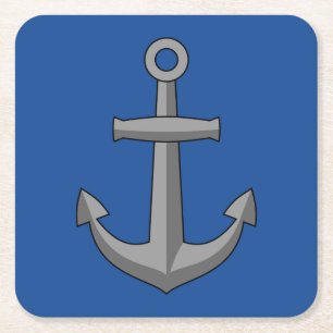 Boat Anchor Cartoon Square Paper Coaster