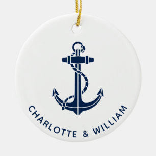 Boat Anchor Christmas Holidays Beach Wedding Swag Ceramic Tree Decoration