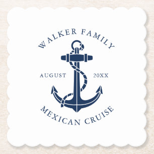 Boat Anchor Family Beach House Paper Coaster