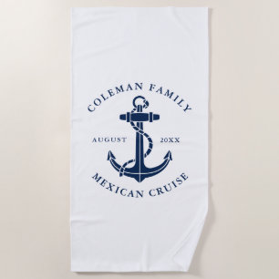 Boat Anchor Family Cruise Nautical Custom Beach Towel