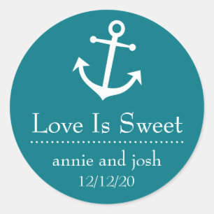 Boat Anchor Love Is Sweet Labels (Turquoise)