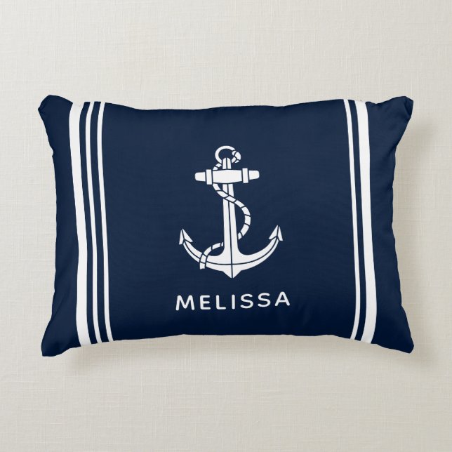 Boat Anchor Nautical Personalised Decorative Cushion (Front)