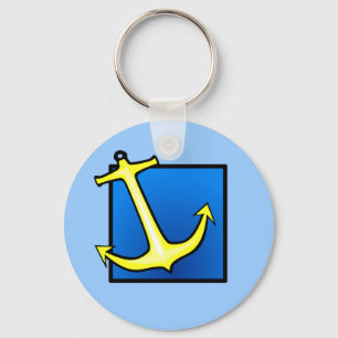 Boat Anchor Nautical Sailing Boating Blue Simple Key Ring