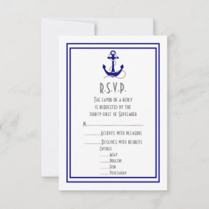 Boat anchor navy wedding RSVP card