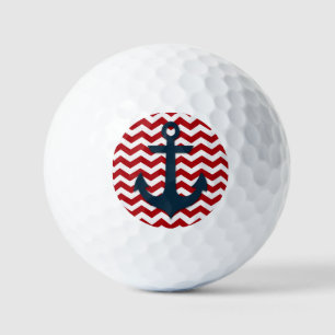 Boat Anchor Red White Blue Nautical Golf Balls